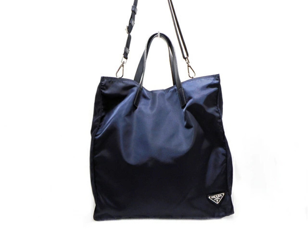 Prada shoulder bag embossed Navy Blue